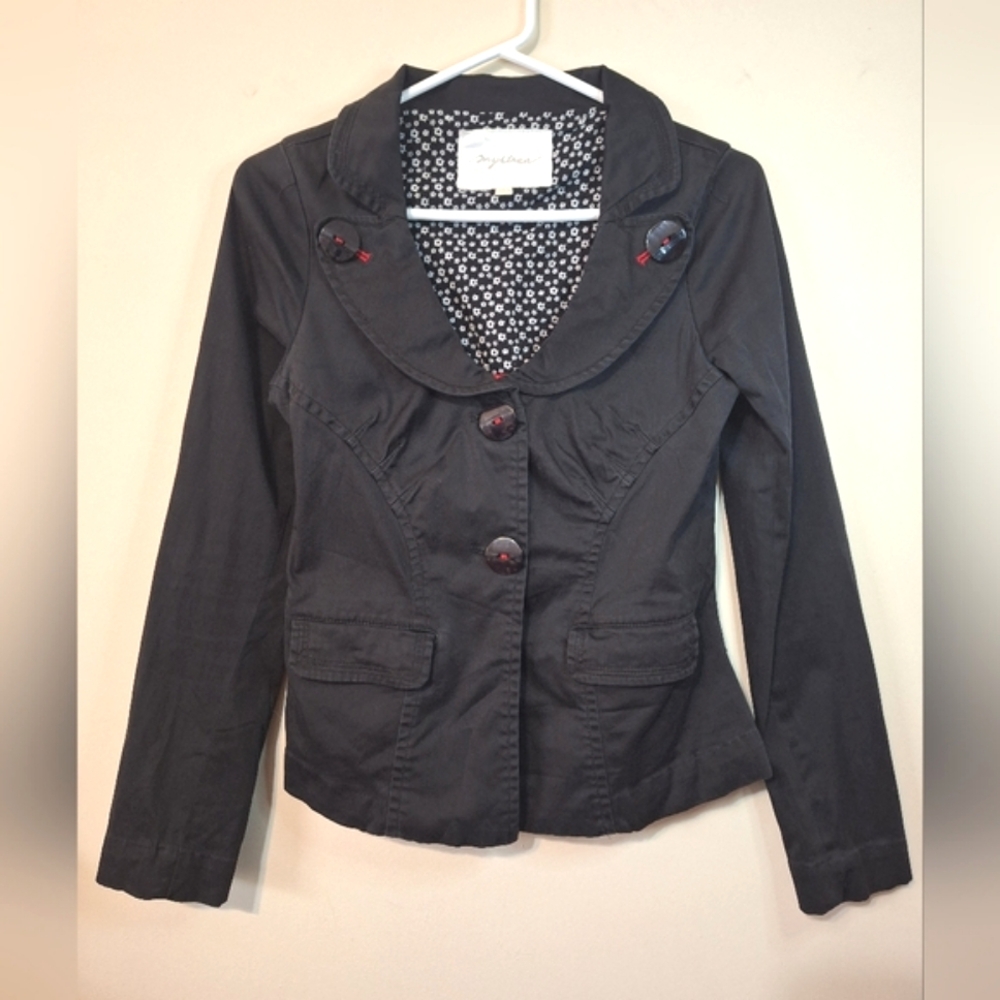 Mystree small Y2K mall goth black red accent blazer jacket